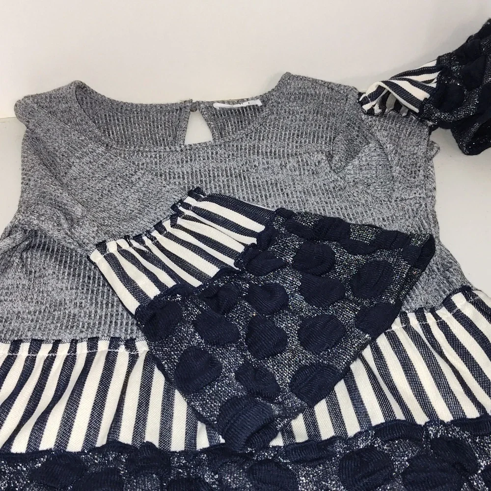 THML Navy and Gray Textured Blouse - Picture 1 of 7